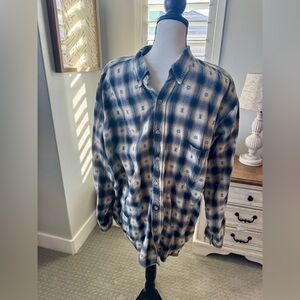 Moose Creek Blue Plaid Western Flannel Shirt XXL 100% Cotton